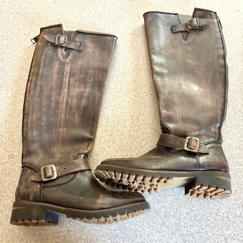 RARE FREEBIRD by Steven BETTLE Tall Boots Distressed Brown US 8 EUC No Box
